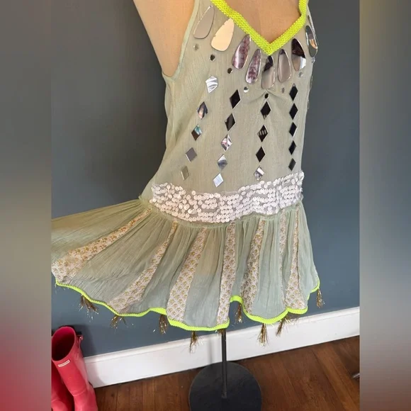 Free People Limited Edition holiday fairy Mirror Sequin slip Dress xs / s - Picture 2 of 6
